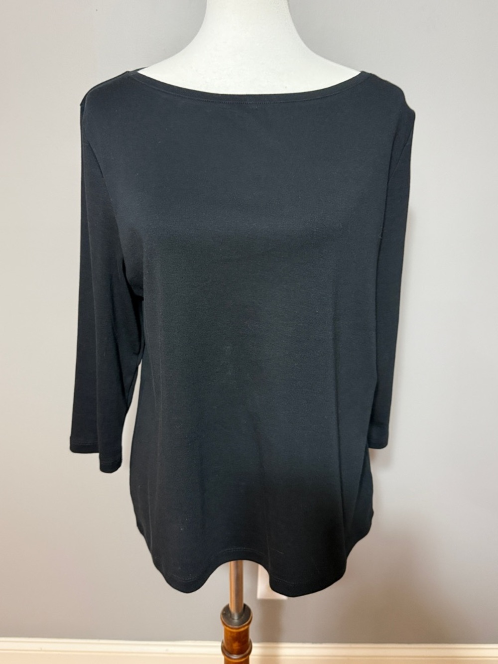 EUC Classic Talbots Black Women's Boatneck Top - Comfortable Everyday Tee - XL